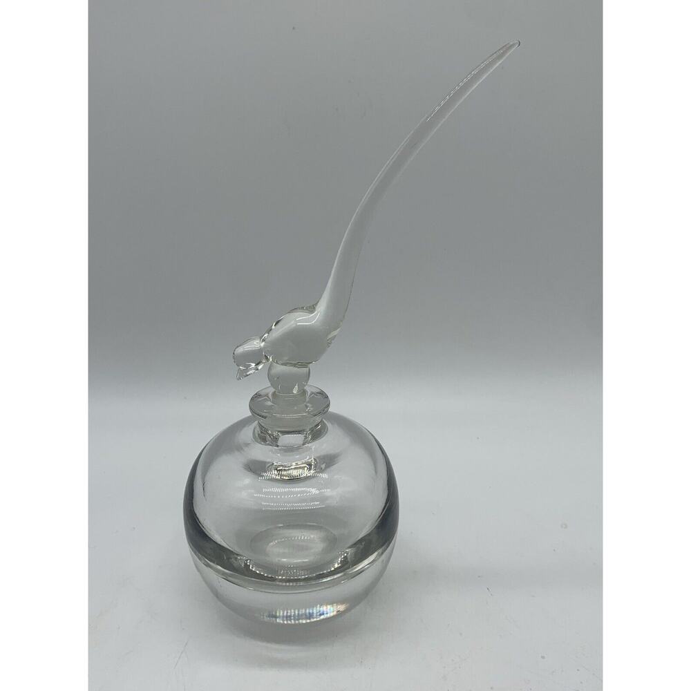 Vintage Irice Glass Long Tail bird Perfume Bottle 1940’s Vanity Bottle EUC